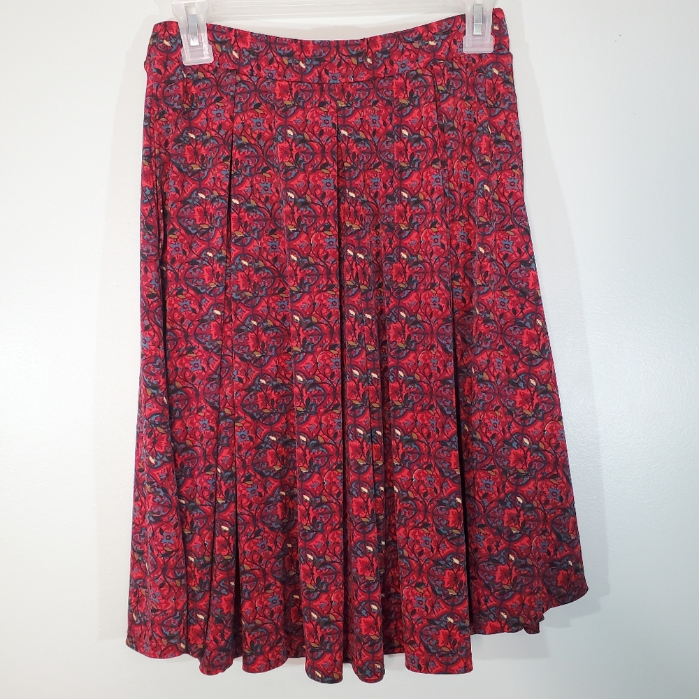 LuLaRoe Red Patterned Stretchy A-Line Skirt M
